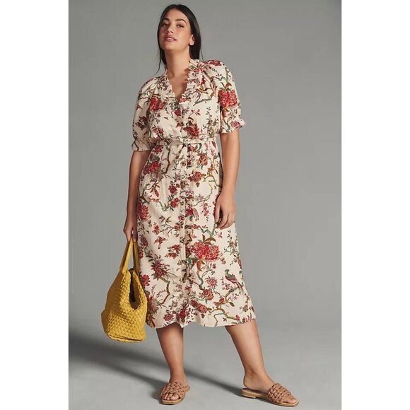 Anthropologie Floral Button Down Midi Dress - Picture 4 of 11